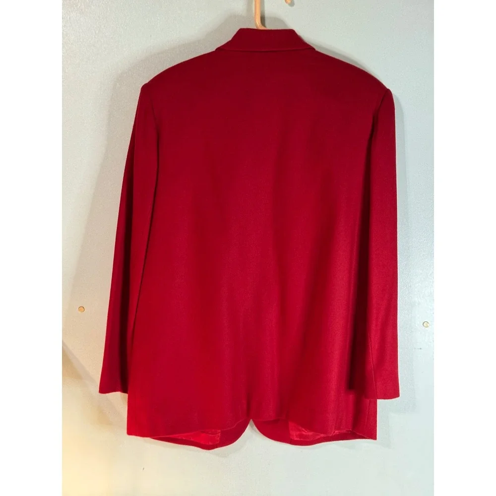 Prophecy Red 100% Wool Blazer Jacket Size 14 Single Button Lined‎ Career VTG